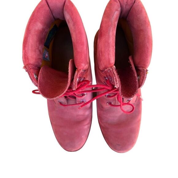 Timberland Men's Size 9M Premium 6" WP Red Nubuck Leather Work Hiking Boots - Picture 11 of 15